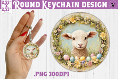 Retro Easter Round Keychain | Easter Lamb Product Image 1