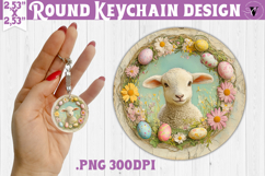 Retro Easter Round Keychain | Easter Lamb Product Image 1
