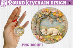 Retro Easter Round Keychain | Easter Lamb Product Image 1