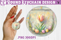 Retro Easter Round Keychain | Tulip with eggs Product Image 1