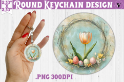 Retro Easter Round Keychain | Tulip with eggs Product Image 1