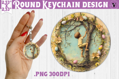 Retro Easter Round Keychain | Easter liitle boy Product Image 1