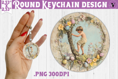 Retro Easter Round Keychain | Easter liitle boy Product Image 1