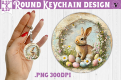 Retro Easter Round Keychain | Easter Bunny Product Image 1