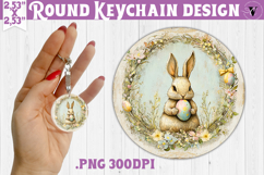 Retro Easter Round Keychain | Easter Bunny Product Image 1