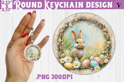 Retro Easter Round Keychain | Easter Bunny Product Image 1