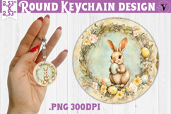 Retro Easter Round Keychain | Easter Bunny Product Image 1