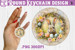 Retro Easter Round Keychain | Easter Bunny Product Image 1