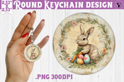 Retro Easter Round Keychain | Easter Bunny Product Image 1