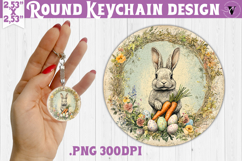 Retro Easter Round Keychain | Easter Bunny Product Image 1