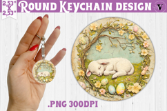 Retro Easter Round Keychain | Easter Lamb Product Image 1