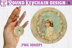 Retro Easter Round Keychain | Easter little girl Product Image 1