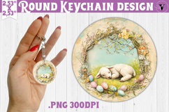 Retro Easter Round Keychain | Easter Lamb Product Image 1