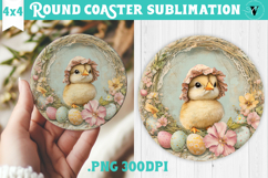Retro Easter Round Coaster | Easter Chick Product Image 1