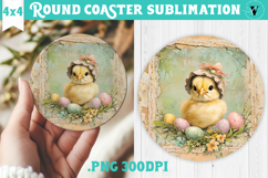 Retro Easter Round Coaster | Easter Chick Product Image 1
