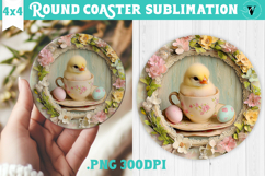 Retro Easter Round Coaster | Easter Chick Product Image 1