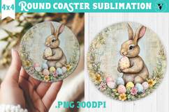 Retro Easter Round Coaster | Easter Bunny Product Image 1