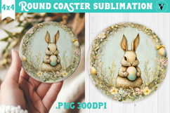Retro Easter Round Coaster | Easter Bunny Product Image 1