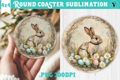 Retro Easter Round Coaster | Easter Bunny Product Image 1