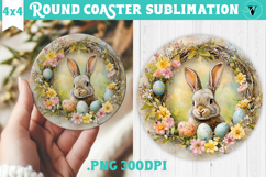 Retro Easter Round Coaster | Easter Bunny Product Image 1