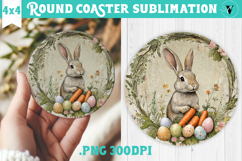 Retro Easter Round Coaster | Easter Bunny Product Image 1
