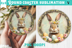 Retro Easter Round Coaster | Easter Bunny Product Image 1