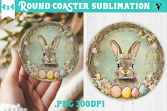 Retro Easter Round Coaster | Easter Bunny Product Image 1