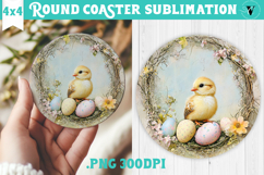 Retro Easter Round Coaster | Easter Chick Product Image 1