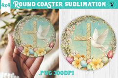 Retro Easter Round Coaster | Easter Pigeon Product Image 1