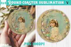 Retro Easter Round Coaster | Easter Girl Product Image 1