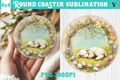 Retro Easter Round Coaster | Easter Lamb Product Image 1