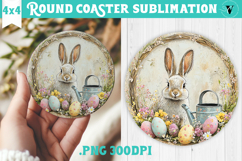 Retro Easter Round Coaster | Easter Bunny Product Image 1