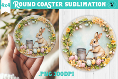 Retro Easter Round Coaster | Easter Bunny Product Image 1