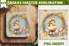 Retro Easter Square Coaster | Easter Chick Product Image 1
