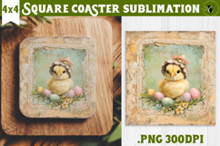 Retro Easter Square Coaster | Easter Chick Product Image 1