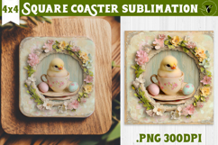 Retro Easter Square Coaster | Easter Chick Product Image 1