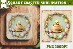 Retro Easter Square Coaster | Easter Chick Product Image 1
