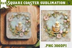 Retro Easter Square Coaster | Easter Chick Product Image 1