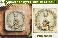 Retro Easter Square Coaster | Easter Bunny Product Image 1