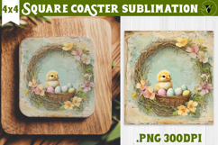 Retro Easter Square Coaster | Easter Chick Product Image 1