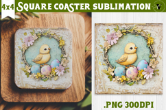 Retro Easter Square Coaster | Easter Chick Product Image 1