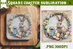 Retro Easter Square Coaster | Easter Bunny Product Image 1