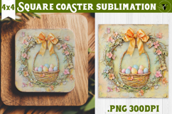 Retro Easter Square Coaster | Easter Eggs Product Image 1