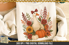 Retro Fall Duck and pumpkins is a professional design that is available at 300dpi PNG to use for Sublimation, iron-on transfer, DTG Printing and normal printing.