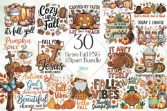 Retro Fall PNG Clipart Bundle Product Image 1