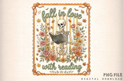 Retro Fall Reading Striped PNG Product Image 1
