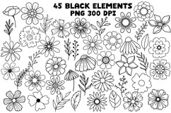 Flower Garden Retro Flowers PNG Clipart Botanical Boho Set Product Image 3
