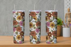 Retro Floral Tumbler Png Sublimation, 20 Oz Tumbler Png Product Image 1