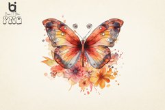 Retro Floral Butterfly Watercolor Png sublimation Bundle Product Image 2