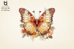 Retro Floral Butterfly Watercolor Png sublimation Bundle Product Image 3
